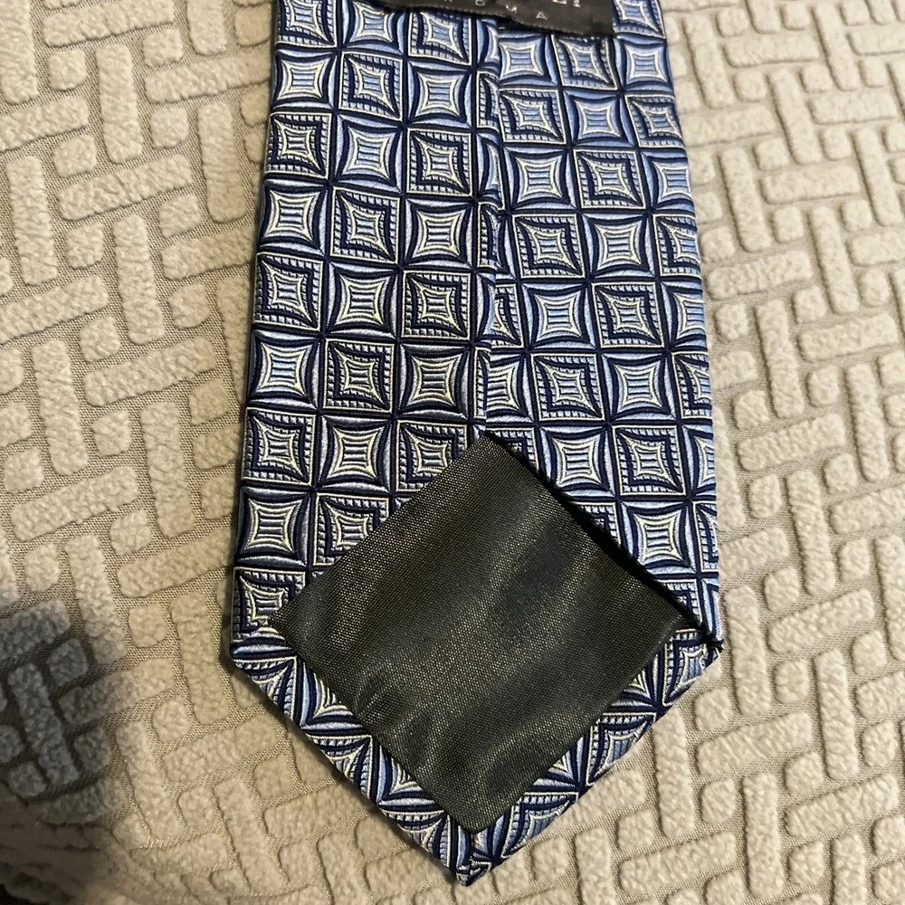 BARDELLI ROMA Necktie SILVER/BLUE 100% Silk 60